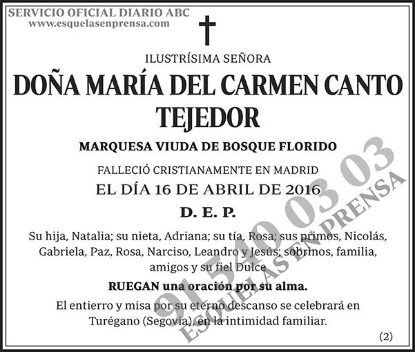 María del Carmen Canto Tejedor
